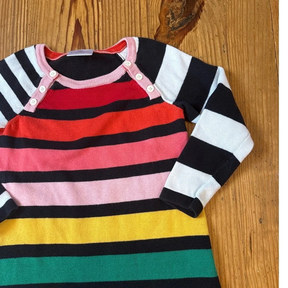 Hanna Andersson Sweater Dress Kids Multicolor Rainbow Striped Knit SIZE 110/5